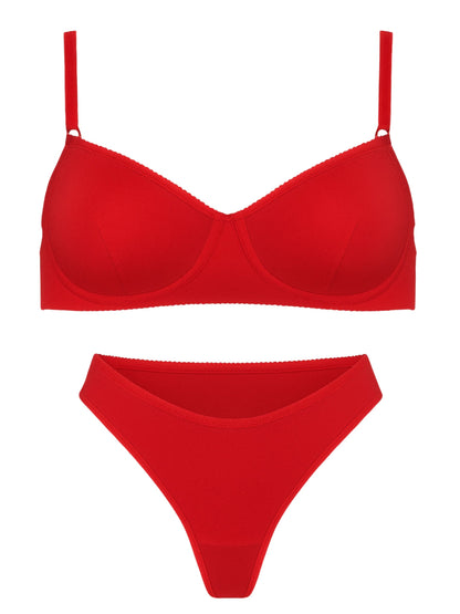 Florencia Satin-Dessous-Set – Weiß