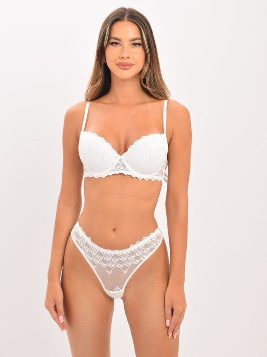 Estefania Spitzen-Dessous-Set – Weiß