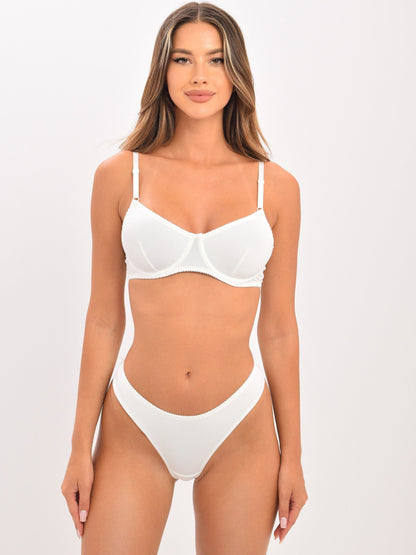 Florencia Satin-Dessous-Set – Weiß