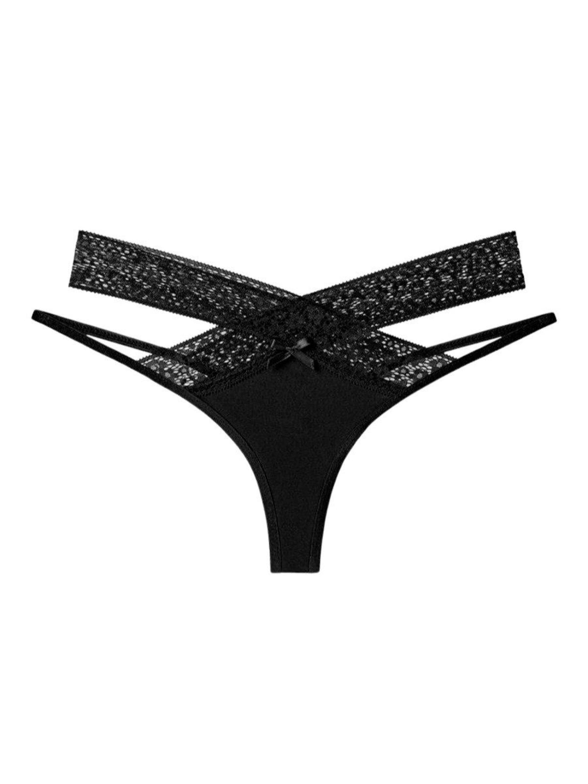 Zinnia Spitzen-Tanga – Schwarz