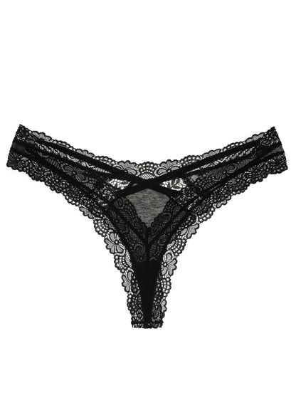 Amora Spitzen-Tanga – Schwarz