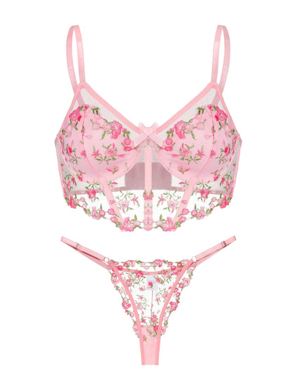 Rosella Spitzen-Dessous-Set – Schwarz